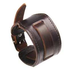Breites Armband aus echtem Leder - verstellbare Schnalle
