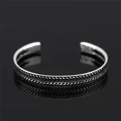 Edelstalen armband - met bladpatroon - open design - unisexArmbanden