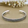 Edelstalen armband - met bladpatroon - open design - unisexArmbanden
