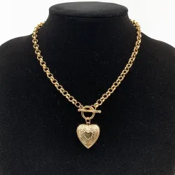 Necklace with a heart-shaped pendant - openable - gold / silverNecklaces
