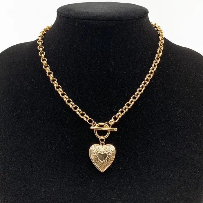 Halsketting met hartvormige hanger - te openen - goud / zilverHalskettingen