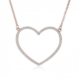 Heart-shaped pendant with necklace - with crystals - rose gold