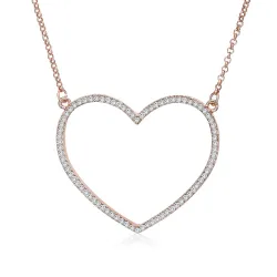 Rose gold heart necklace - with crystal decoration