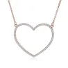 Heart-shaped pendant with necklace - with crystals - rose gold