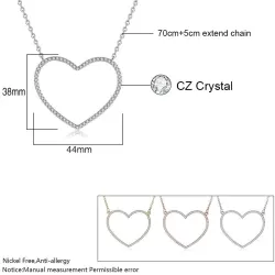 CollarRose gold heart necklace - with crystal decoration