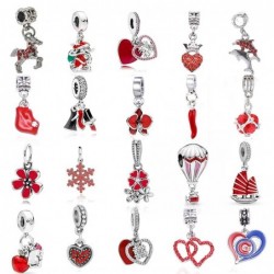 Red charms / pendants - for necklaces / bracelets - 2 pieces