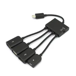 Kabel 4 w 1 - przejściówka - micro USB / HUB / OTG - męski na żeński - wielofunkcyjnyKable
