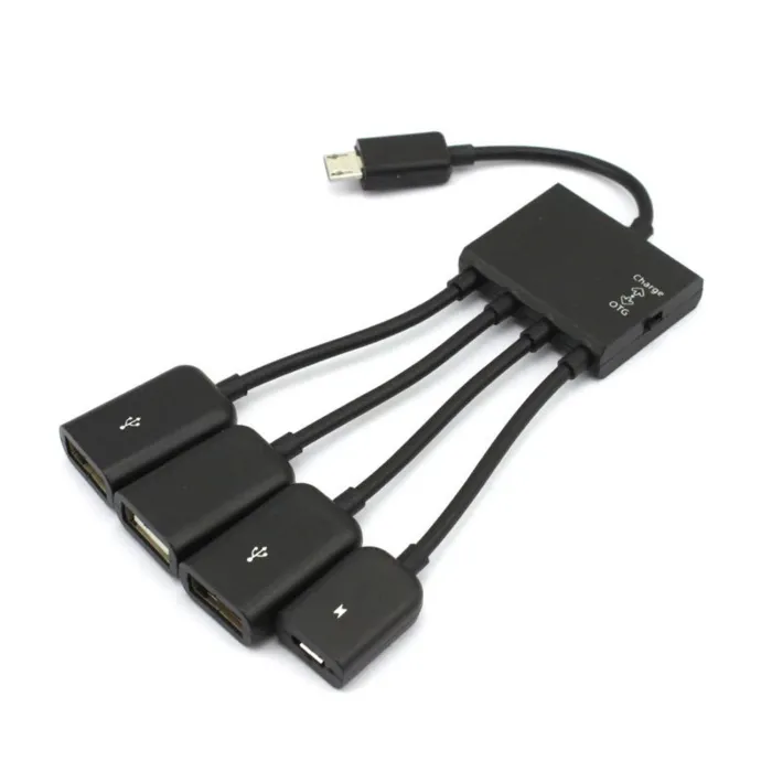 Kabel 4 w 1 - przejściówka - micro USB / HUB / OTG - męski na żeński - wielofunkcyjnyKable