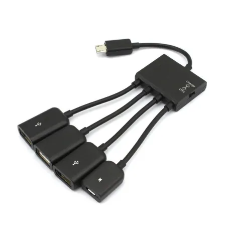 Kabel 4 w 1 - przejściówka - micro USB / HUB / OTG - męski na żeński - wielofunkcyjnyKable