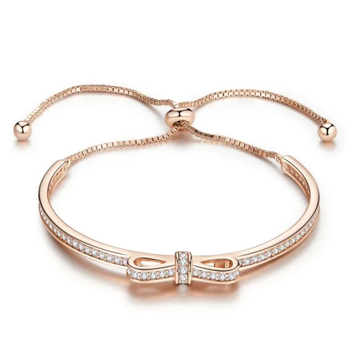 Elegantes Kristallarmband mit Schleife - verstellbar - 925er Sterlingsilber
