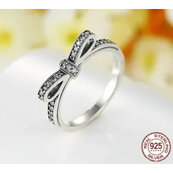 WOSTU -authentic 100% 925 sterling silver sparkling bow knot - women wedding gift