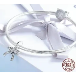 Kristall Bowknot-Anhänger - für Armbänder / Halsketten - 925er Sterlingsilber