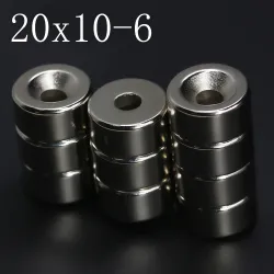 N35 - neodymium magneet - ronde schijf - 20 * 10mm - met 6mm gatN35