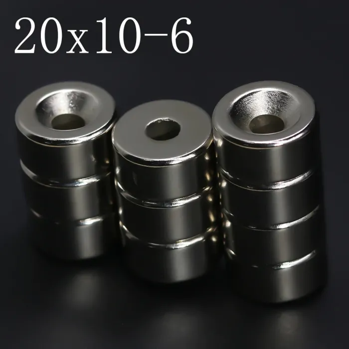 N35 - magnes neodymowy - okrągła tarcza - 20 * 10mm - z otworem 6mmN35