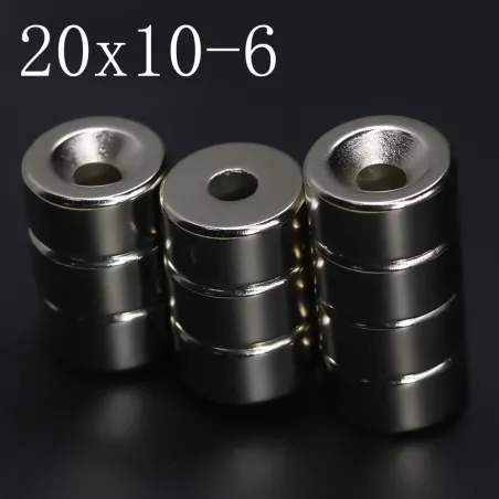 N35 - magnes neodymowy - okrągła tarcza - 20 * 10mm - z otworem 6mmN35
