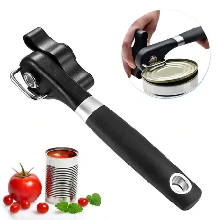 Manual can opener - with anti-slip hand grip - stainless steel