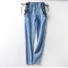 Sexy slim jeans - high waist - with zipper / side ties