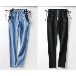 Sexy slanke jeans - hoge taille - met rits / zijbandenBroeken