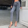 Sexy Skinny Jeans - hohe Taille - mit Taschen / von Knöpfen - elastisch