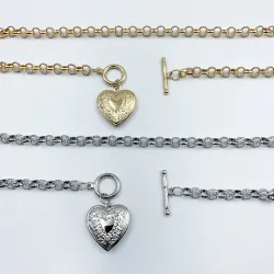 Halsketting met hartvormige hanger - te openen - goud / zilverHalskettingen