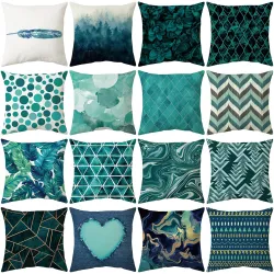 Kussenhoes - teal blauwe kleur - polyester - 45 * 45 cmKussenslopen