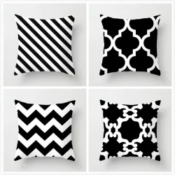 Cushion cover - black / white geometric style - 45 * 45cm