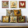 Vintage design rooster chicken print cushion cover - 45*45  - linen - home decor