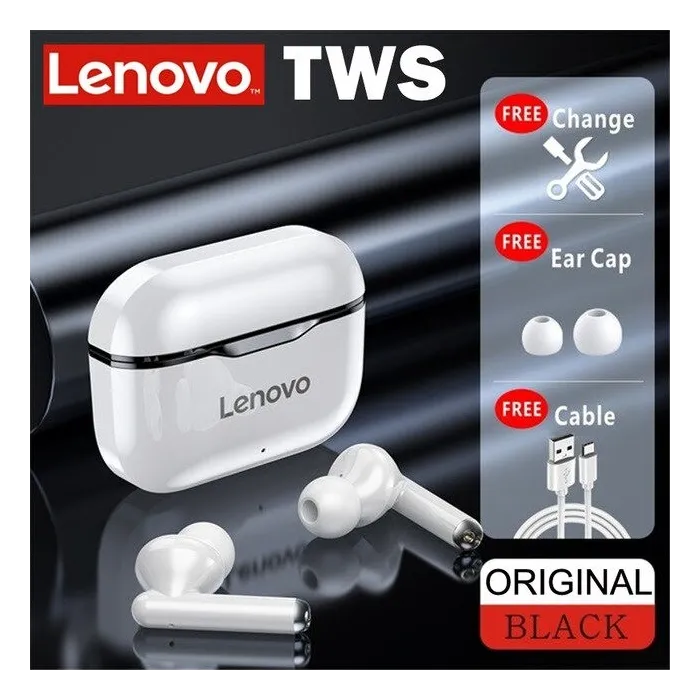 Lenovo LP1 - bezprzewodowe słuchawki douszne - Bluetooth - wodoodporne - redukcja szumów - z mikrofonemSłuchawki