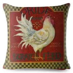 Poszewka na poduszkę - kogut / kurczak w stylu vintage - 45 * 45cmPoszewek na poduszki