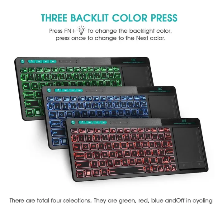 K18 Plus kabellose Tastatur - LED - Multi-Touch - Englisches / Russisches / Hebräisches Layout