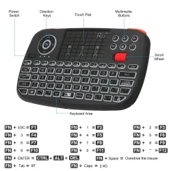 Rii i4 mini wireless keyboard - Bluetooth - English / Russian / Spanish / French / Hebrew