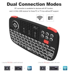 Rii i4 - mini klawiatura bezprzewodowa - Bluetooth - układ angielski / rosyjski / hiszpański / francuski / hebrajskiKlawiatury