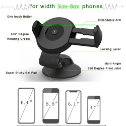 Support smartphone universel - support tableau de bord - ventouse