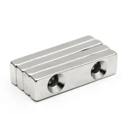 N35 - magnes neodymowy - blok - z podwójnymi otworami 5mm - 40 * 10 * 5mm - 3 sztukiN35