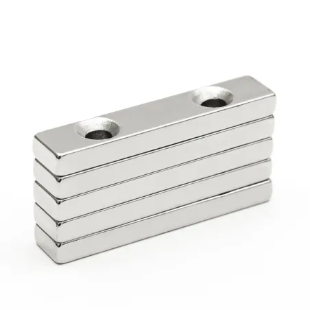 N35 - neodymium magnet - rectangular - with double 5mm holes - 50 * 10 * 5mm - 3 piecesN35