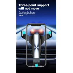 Support de téléphone à gravité - pour bouche d'aération de voiture - support 3 points - avec verrouillage de sécurité