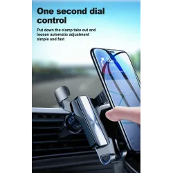 TitularesSoporte para teléfono Gravity - para ventilación de coche - soporte de 3 puntos - con bloqueo de seguridad