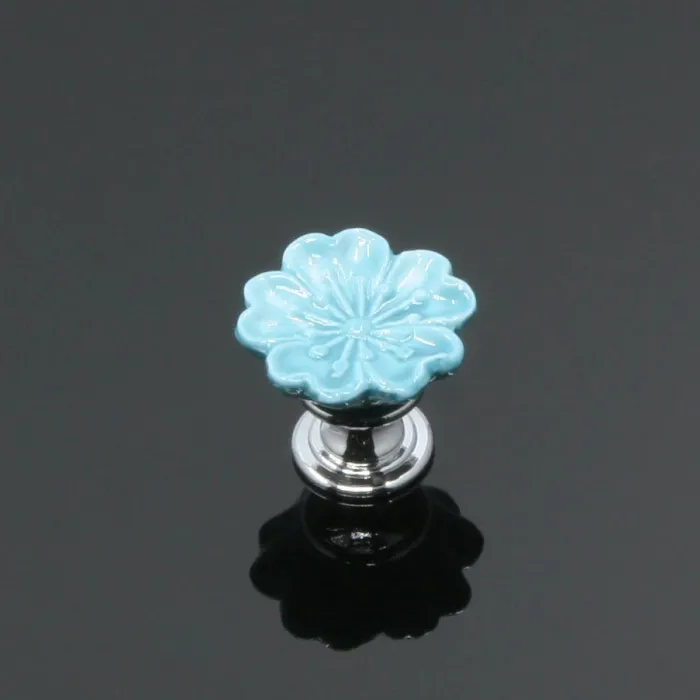Orchid shaped furniture knobs - handles - ceramic