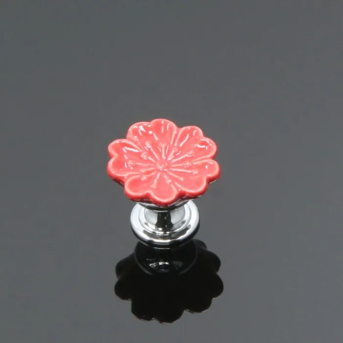 Orchid shaped furniture knobs - handles - ceramic