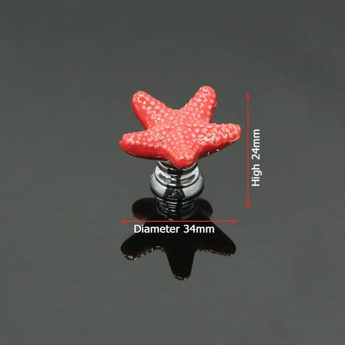 Starfish shaped knob - ceramic - cupboard / cabinets / handles