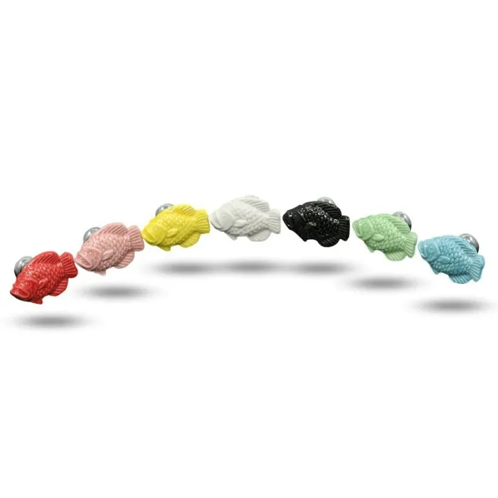 Cartoon fish shaped knobs - ceramic furniture handles
