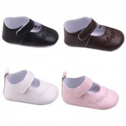 Leather shoes - with flower design - for newborns / babies
