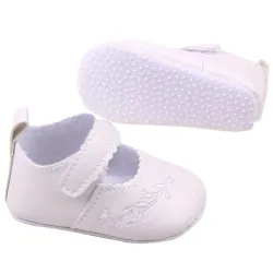 Lederschuhe - mit Blumenmuster - für Neugeborene / Babys