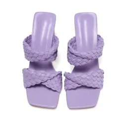 Weaved-tie - low ankle heels - open toe