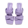Weaved-tie - low ankle heels - open toe