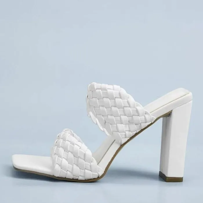 SandaliasWeaved-tie - low ankle heels - open toe