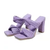 Weaved-tie - low ankle heels - open toe