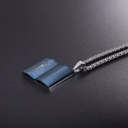 Heilige Bijbel hanger - met ketting - roestvrij staalKettingen