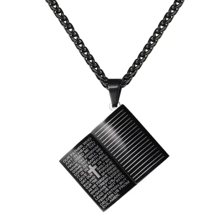 Heilige Bijbel hanger - met ketting - roestvrij staalKettingen