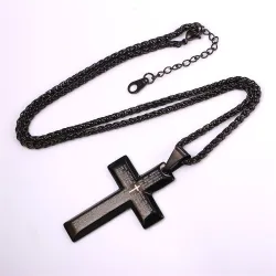 Kruis met gebeden - ketting - roestvrij staalHalskettingen